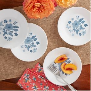 The Pioneer Woman by Corelle 4-Piece Appetizer Plate Set  Evie, Blue. NEW IN BOX